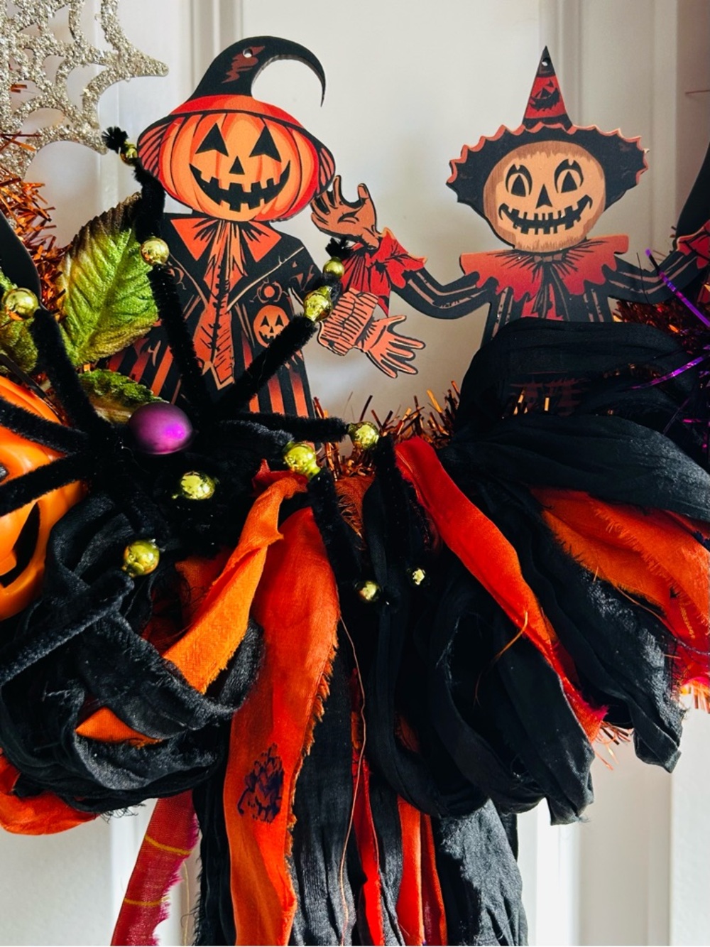 Vintage Repurposed Halloween Festive Holiday Wreath - Picture 2 of 9